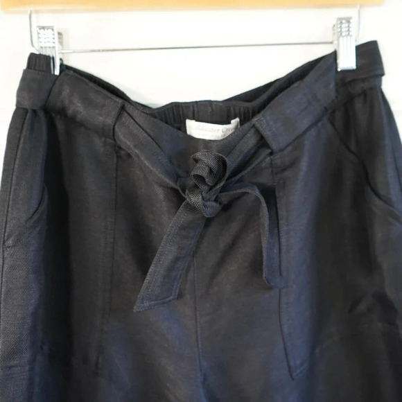 Coldwater Creek Belted Pants Womens M‎ 10 Wide Leg Natural Fit Linen Blend Black - Picture 2 of 10